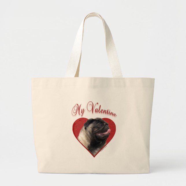 Mein Mops Valentine Jumbo Stoffbeutel (Vorne)