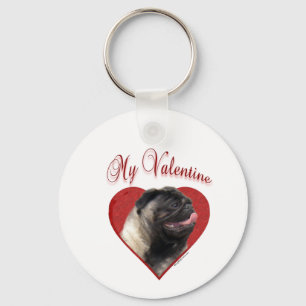 Mein Mops Valentine Schlüsselanhänger