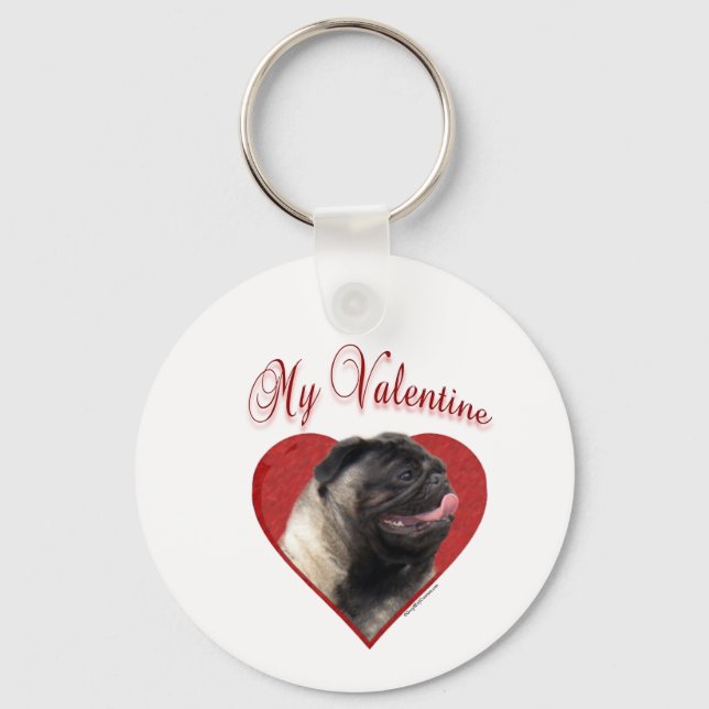 Mein Mops Valentine Schlüsselanhänger (Vorderseite)