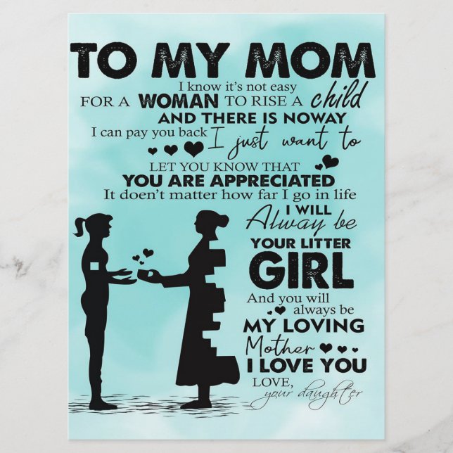 Mein Mutter-Design | Brief an Mami Menükarte (Vorderseite)