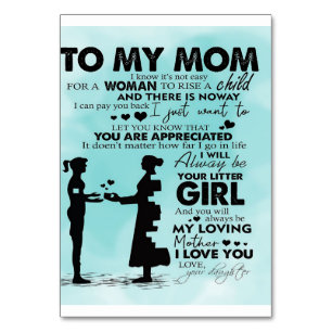 Mein Mutter-Design Brief an Mami Tischnummer