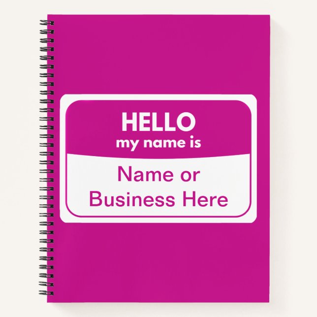 Mein Name ist Pink & White Softcover Spiralnoteboo Notizbuch (Vorderseite)