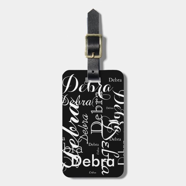 Mein Name ist schwarz-weiße Typografie Gepäckanhänger (Vorderseite vertikal)