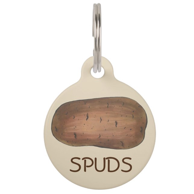 Mein Name ist Spuds Brown Baked Potato Veggie Haustiermarke (Vorderseite)