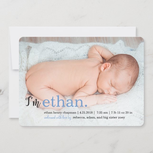 MEIN NAME Moderne Geburtsankündigungen Ankündigung (Vorderseite)