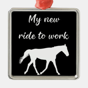 Mein neues Arbeitsweg mit Pferd lustig Ornament Aus Metall