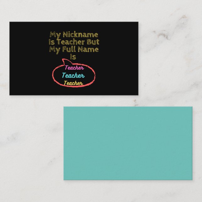Mein Nickname ist Lehrer, aber mein vollständiger  Visitenkarte (Vorne/Hinten)