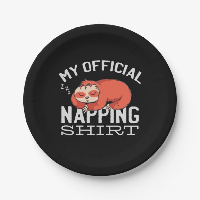 Mein offizielles Napping-Shirt Faultier Pappteller (Vorderseite)