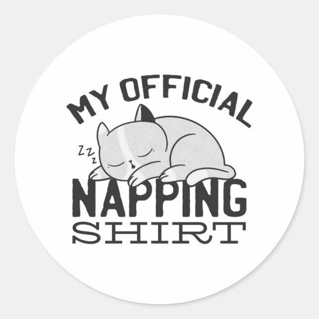 Mein offizielles Shirt - Lazy schlafende Katze Runder Aufkleber (Vorderseite)