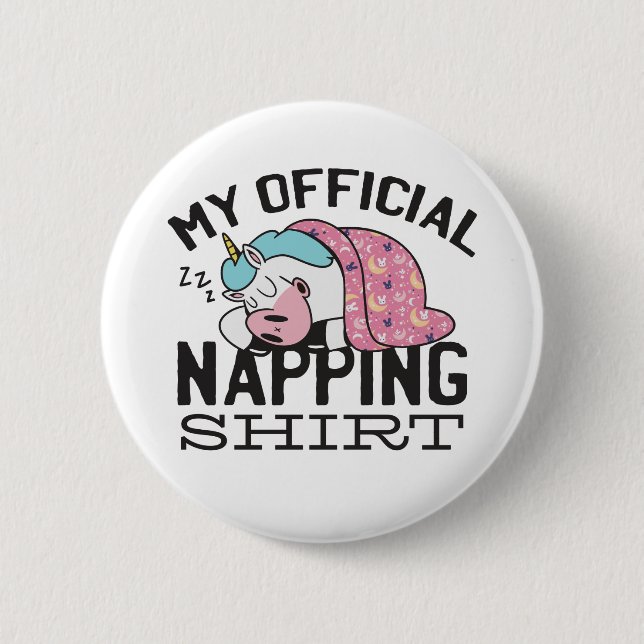 Mein offizielles Shirt - Lazy sleeping Unicorn Button (Vorderseite)