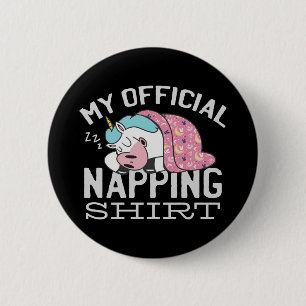 Mein offizielles Shirt - Lazy sleeping Unicorn Button