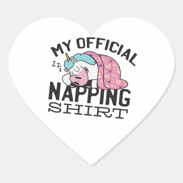 Mein offizielles Shirt - Lazy sleeping Unicorn Herz-Aufkleber (Vorderseite)