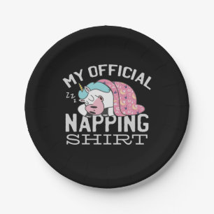 Mein offizielles Shirt - Lazy sleeping Unicorn Pappteller