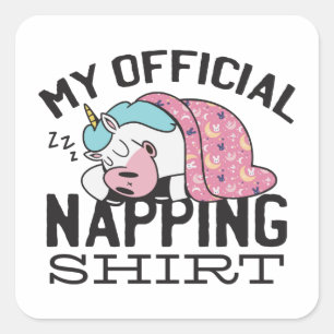 Mein offizielles Shirt - Lazy sleeping Unicorn Quadratischer Aufkleber