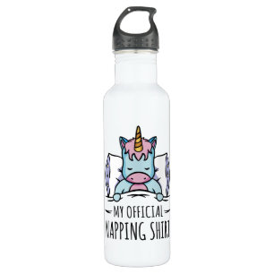 Mein offizielles Shirt mit schlafenden Einhorn Edelstahlflasche