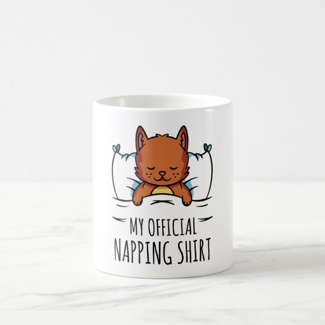 Mein offizielles Shirt mit Schlafkatze Kaffeetasse (Mittel)