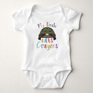 Mein Onkel isst Crayons - Personalisierte Armee Baby Strampler