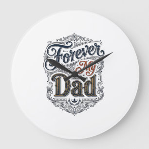 Mein Papa für immer Vintage Gravur Vatertag Shirt Große Wanduhr