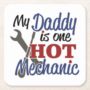 Mein Papa ist ein heißer Mechaniker Rechteckiger Pappuntersetzer