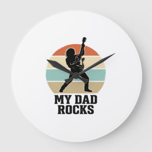 Mein Papa rockt Vintage-Gitarre Sonnenuntergang-Sh Große Wanduhr