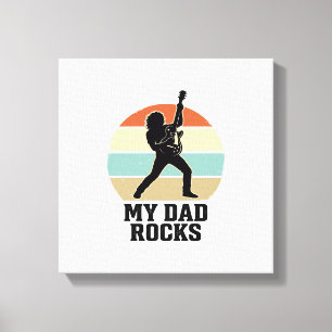 Mein Papa rockt Vintage-Gitarre-Sonnenuntergang-Sh Leinwanddruck