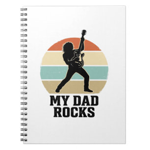 Mein Papa rockt Vintage-Gitarre-Sonnenuntergang-Sh Notizblock
