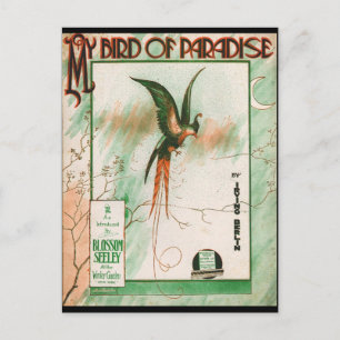 Mein Paradiesvogel Vintage Notenblatt-Cover Postkarte