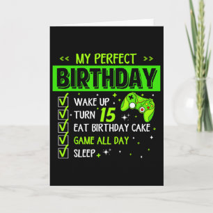 Mein perfekter Geburtstag Level Up 15. Geburtstag Karte