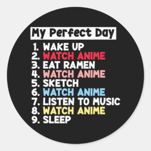 Mein perfekter Tag Anime Merch Niedlich für Teens Runder Aufkleber