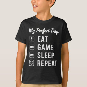 Mein perfekter Tag Essen Spiel Schlaf Wiederholung T-Shirt