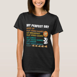 Mein perfekter Tag Pizza Videospiele Gamer Control T-Shirt