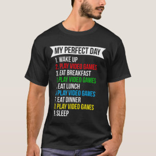 Mein perfekter Tag Videospiele Lustig Cooler Gamer T-Shirt