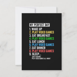 Mein perfekter Tag, weck auf, spiele Videospiele, Mitteilungskarte