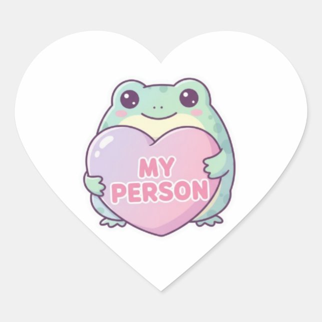 Mein Personen-Frosch-Aufkleber Süßer Frosch umarmt Herz-Aufkleber (Vorderseite)