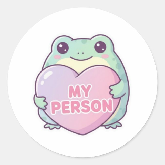 Mein Personen-Frosch-Aufkleber Süßer Frosch umarmt Runder Aufkleber (Vorderseite)