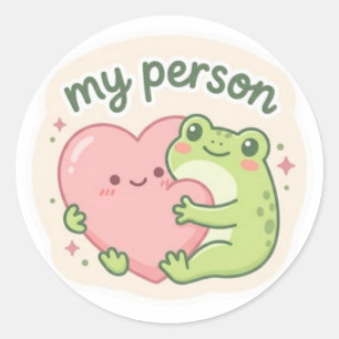 Mein Personen-Frosch-Aufkleber Süßer Frosch umarmt Runder Aufkleber