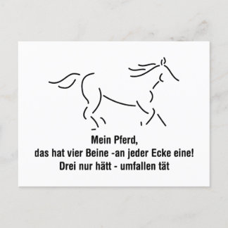 Mein Pferd das hat vier Beine Lustiger Spruch Postkarte