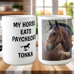 Mein Pferd isst Paychecks - Foto Funny Reittier Kaffeetasse