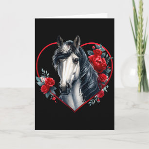 Mein Pferd ist mein Valentinstag _ Graue Pferderos Karte