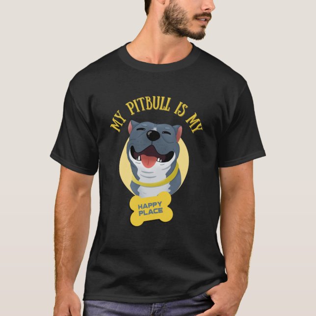 Mein Pitbull ist mein glücklicher Ort Pitbull Vate T-Shirt (Vorderseite)