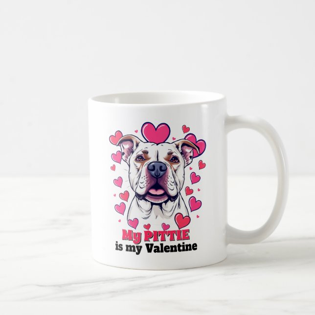 Mein Pitbull ist mein Valentinhund Niedlich Funny Kaffeetasse (Rechts)