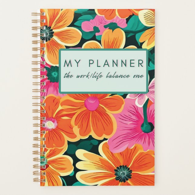 Mein Planner. Work/Life Balance - Blumenmuster Planer (Vorderseite)