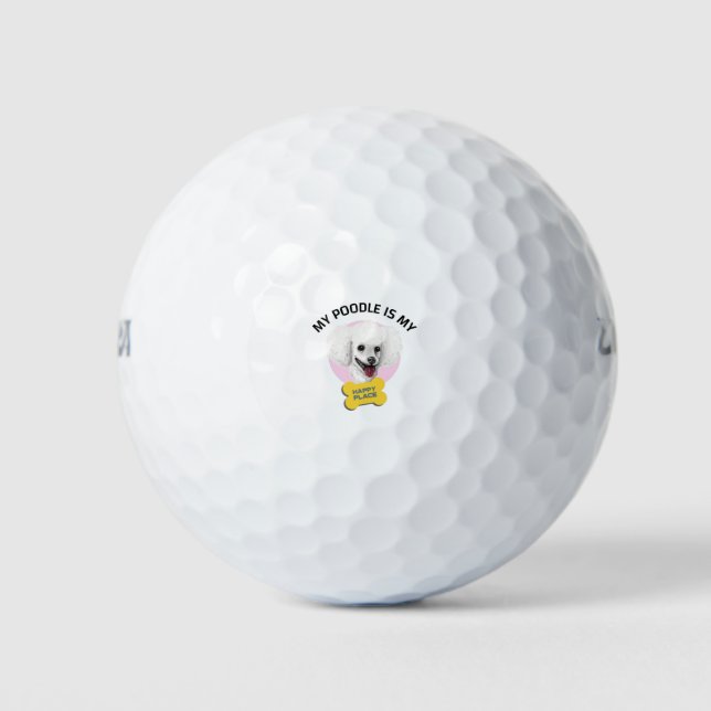 Mein Poodle ist mein glücklicher Ort Golfball (Vorderseite)
