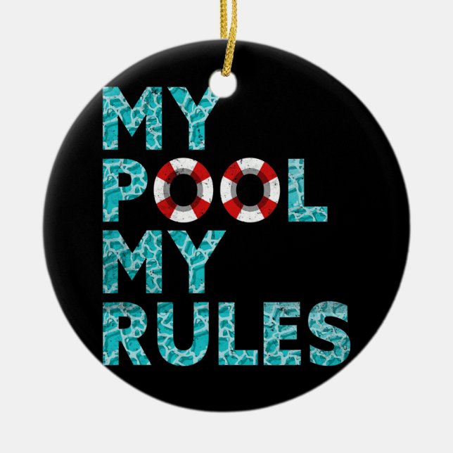Mein Pool meine Regeln schwimmen Ozean Funny Schwi Keramik Ornament (Vorne)