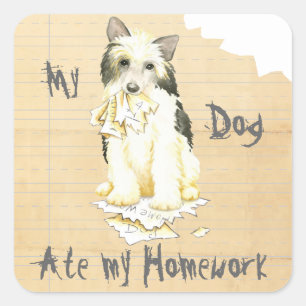 Mein Powderpuff Ate Meine Hausaufgaben Quadratischer Aufkleber