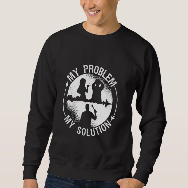 Mein Problem mein Piktogramm Vater Mama Flugzeug Sweatshirt (Vorderseite)