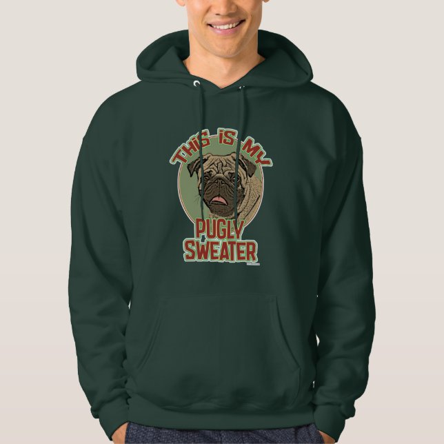 Mein Pugly Holiday Fun Weihnachts Winter Sweater Hoodie (Vorderseite)