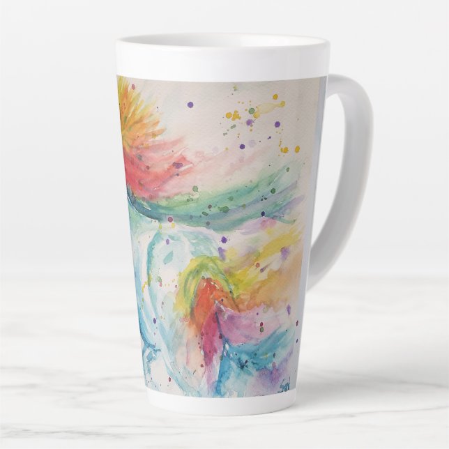 Mein Rainbow Unicorn Wasserfarbe Latte Tasse (Rechte Ecke)