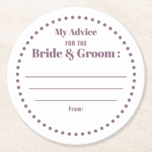 Mein Rat Für Braut & Bräutigam Klassische Lila Hoc Runder Pappuntersetzer