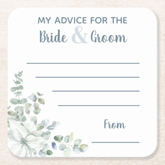 Mein Rat für Braut & Bräutigam Wasserfarbe Rechteckiger Pappuntersetzer (Vorderseite)
